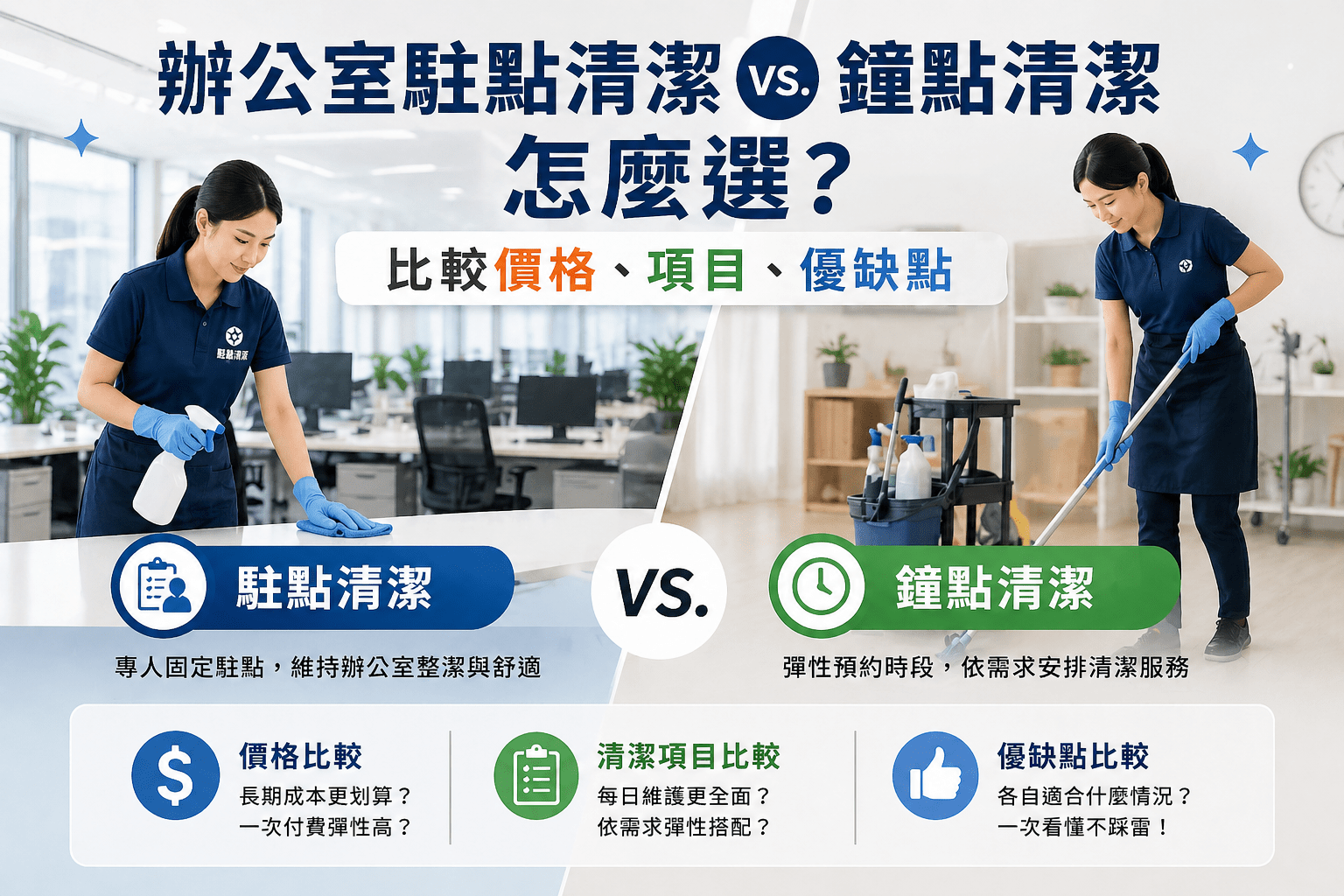 駐點清潔vs鐘點清潔